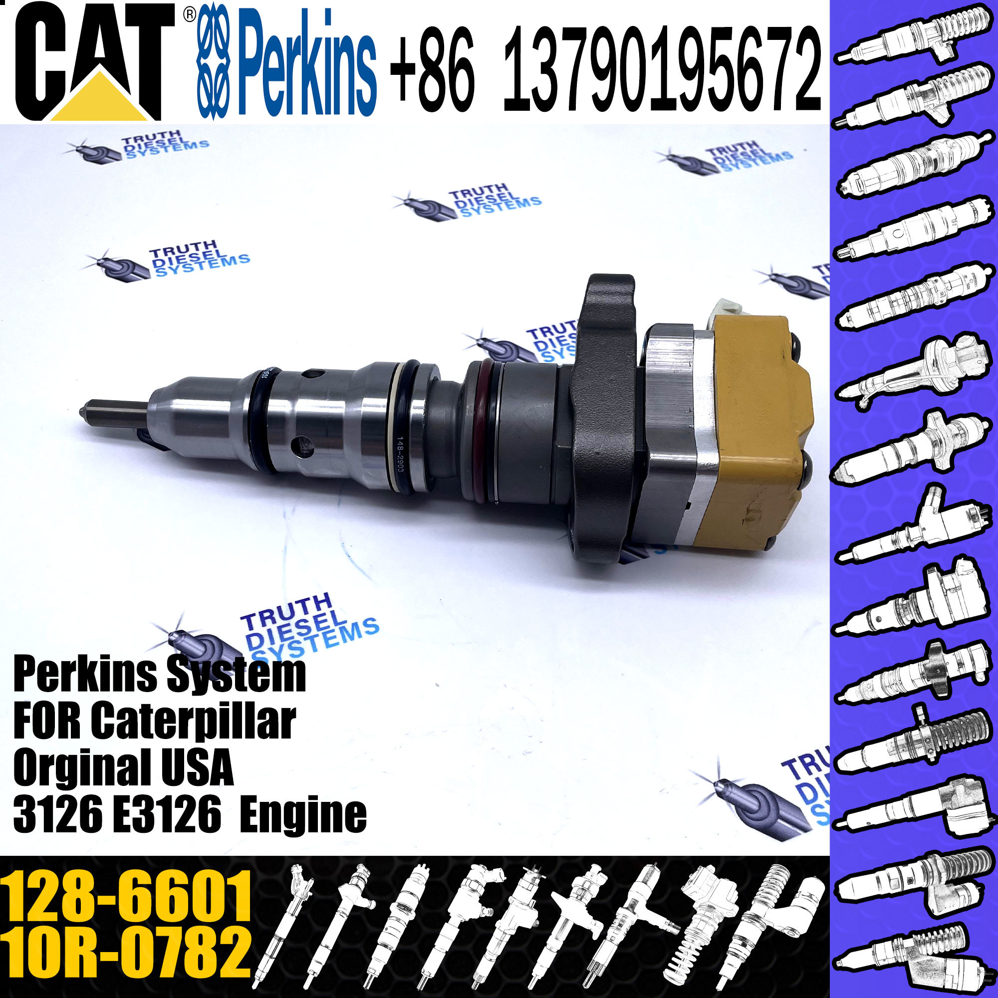 Excavator Parts E325 3126 Diesel fuel injector196-1401 183-0691 1830691 1830691C1 128-6601 for caterpillar inyector