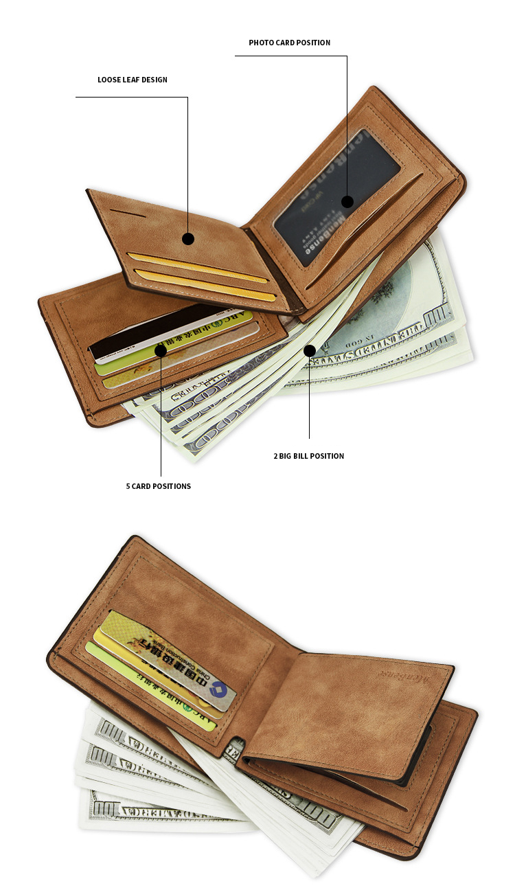 Custom Men's Slim Money Clip Card Holder Wallet with Open Closure and Unique Pattern