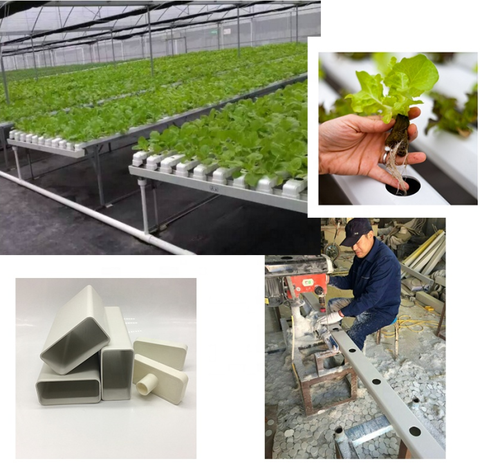 White PVC Hydroponic NFT System for Mass Production Square Tube or 100*50mm Round Pipe