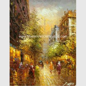 Wholesale Impressionism Paris Oil Painting Paris Street Handmade Palette Knife on Canvas from china suppliers