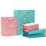 Flower Pattern Sturdy Cardboard Paper Tote Bag With Handles For Girl'S Birthday