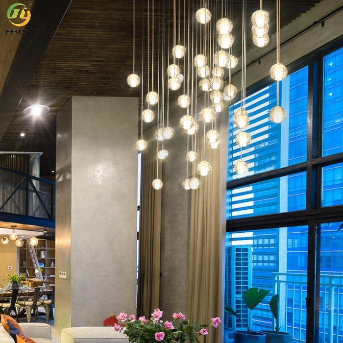 Bubble Ball Crystal Pendant Light G4 Glass Ball Long Hanging