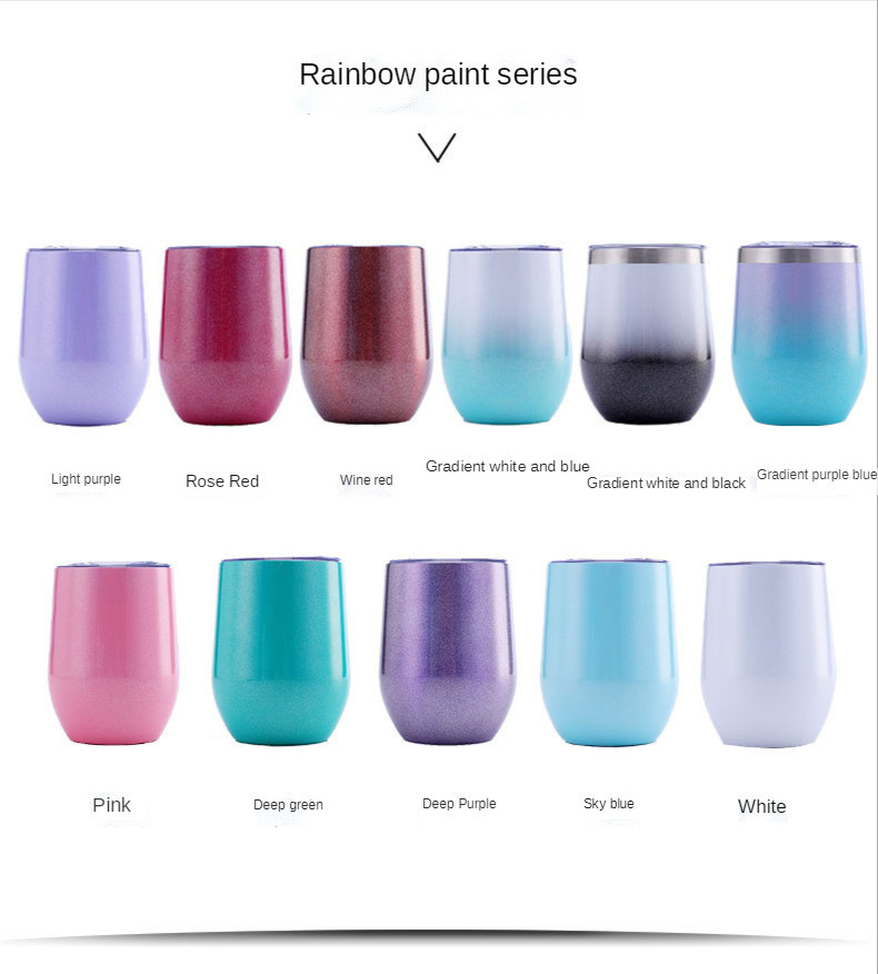 12 Oz Insulated Wine Tumbler With Lid And Straw Stainless Steel Stemless Wine Tumbler