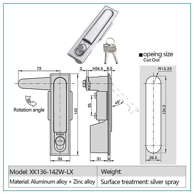 Electric Panels Paddle Latch Lock Aluminium Alloy , Machinery Covers Swing Handle Lock