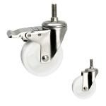 100mm Stainless Steel Casters White Nylon Threaded Stem Swivel 242lbs Load
