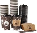 Sugarcane Bagasse Eco Friendly Disposable Coffee Cups 16Oz With Lid