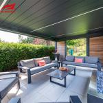 Hardtop Louver Motorized Aluminum Pergola Outdoor Garden Building With LED Light