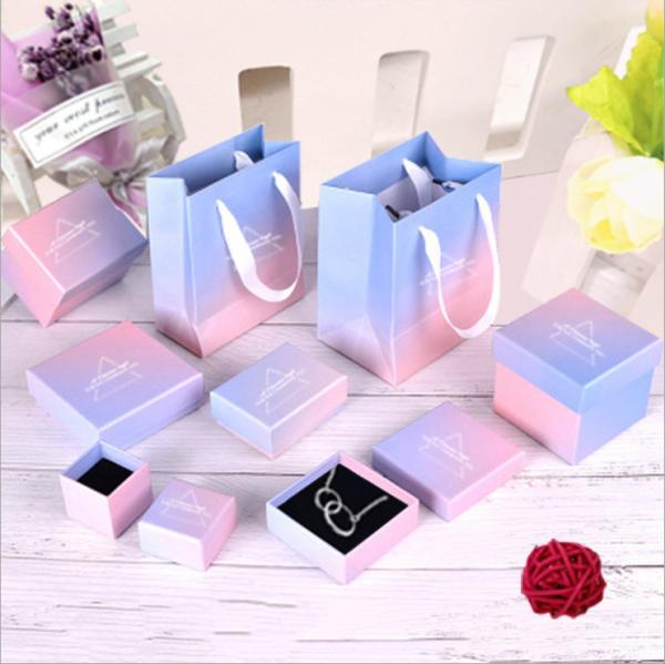 Quality CMYK Travel Organizer Pink Paper Jewelry Box With Lid Custom Logo for sale