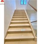 Indoor Cream Beige Marble Anti-Slip Curved Stairs Skirting Tiles for Modern