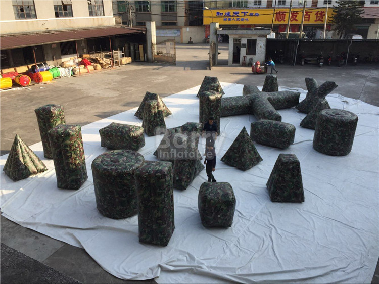 Customized camouflage Inflatable Sports Games / Inflatable Paintball Bunkers for Shooting Games