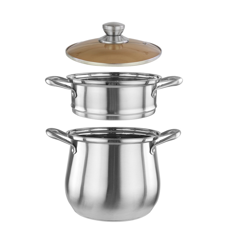 Different Size Stackable Steamer Pot Stainless Steel Material Double Layer