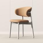 Light Luxury Hotel Restaurant Furniture Stainless Steel Armrest Leather Dining