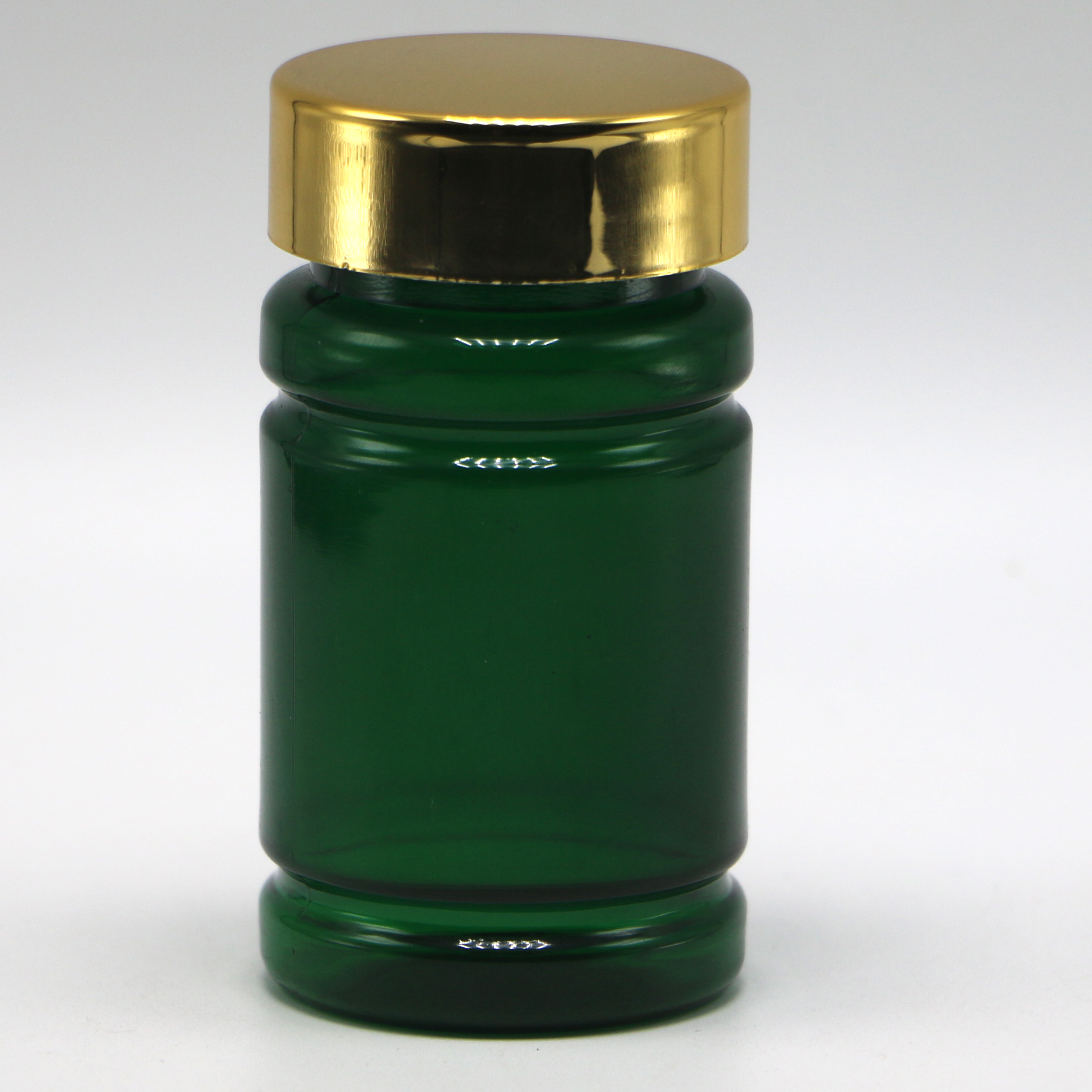 80ml PET Pill Medicine Bottle with Customized Color and Gold Silver Coating Caps