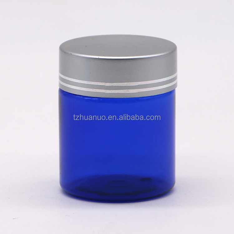 Refillable 40ml/1.3oz PET Pill Capsule Fish Oil Bottle with Silver Aluminum Screw Cap