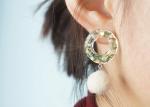 Christmas Tale Wild Flower Felt Ball Blanket Ball Ring Green Ear Stud / Resin