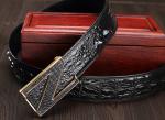 Custom logo fashion casual belt alloy automatic buckle crocodile men's belts