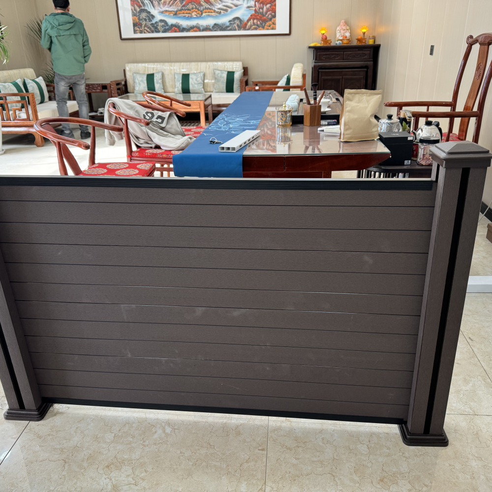Customized Extrusion Wpc Fence Panels Brown Color 6 Feet Weather Resistance