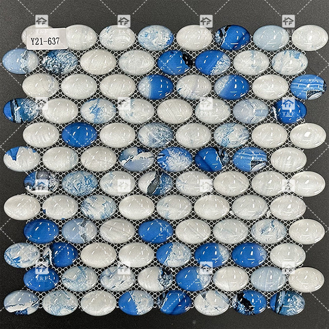 Unique Round Glass Cabochon Mosaic Tile Bathroom Kitchen Moeden Decorative