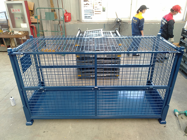 Customized Padlock Locking System Collapsible Stillage Cage For Logistics
