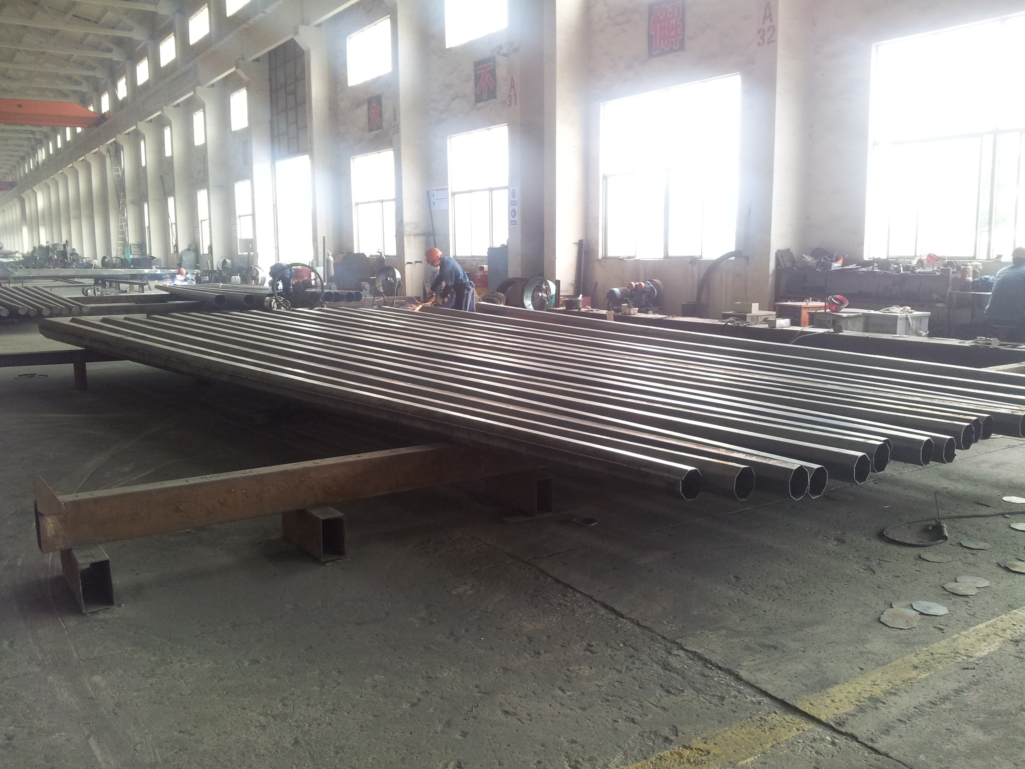 Polygonal Steel Electric Pole For Overhead Transmission Line 110KV