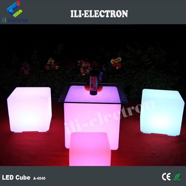 plastic glowing cube stool led cube chair for event rental