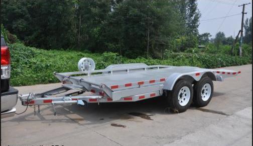 Quality Double Axles 20x6 Flatbed Tandem Car Carrier Trailer , Car Transporter Trailer for sale