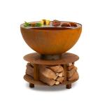 Half Ball Rusty Barbecue Corten Steel BBQ Grill Wood Burning