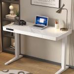 Modern Boss Study White Wooden Standing Computer Desk with Lift Top and Electric
