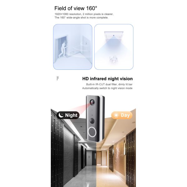 1080p Wifi Doorbell Camera Two Way Intercom With Chime
