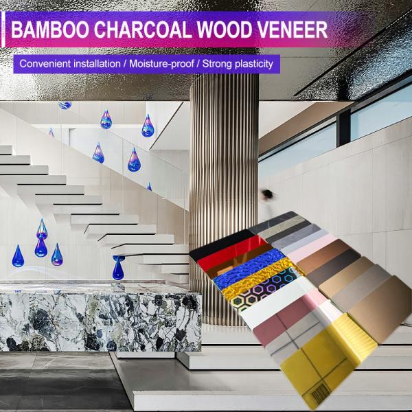 Bamboo Charcoal Wood Veneer 1220*2440*5/8mm Flame Retardant Bamboo Charcoal Wood