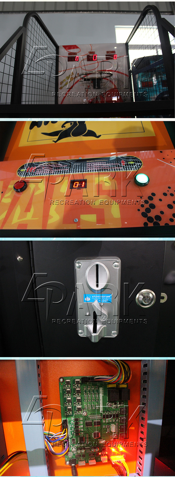 Amusement Adult Arcade Basketball Game Machine Coin Operated Metal Material