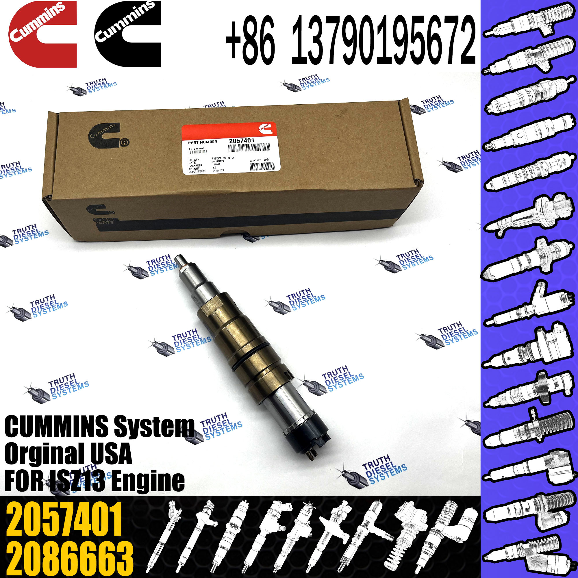 Fuel Injector Assembly 2872544 2086663 2057401 2488244 2872405 203183 Common Rail Injector