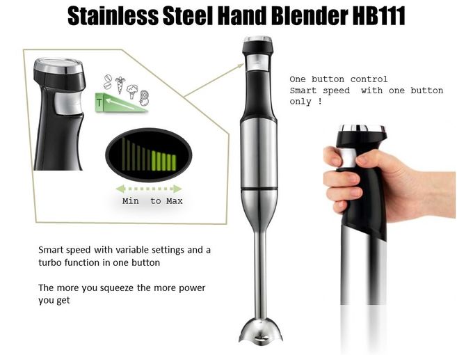 800W Stainless immersion blender With Chooper and Processing Bowl