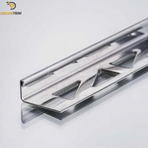 China Straight Edge Stainless Steel Tile Trim 10*2500mm 8k Mirror Finish Triangle Puching Hole on sale