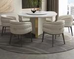 Modern Hotel Restaurant Furniture Genuine Leather Metal Dining Chair