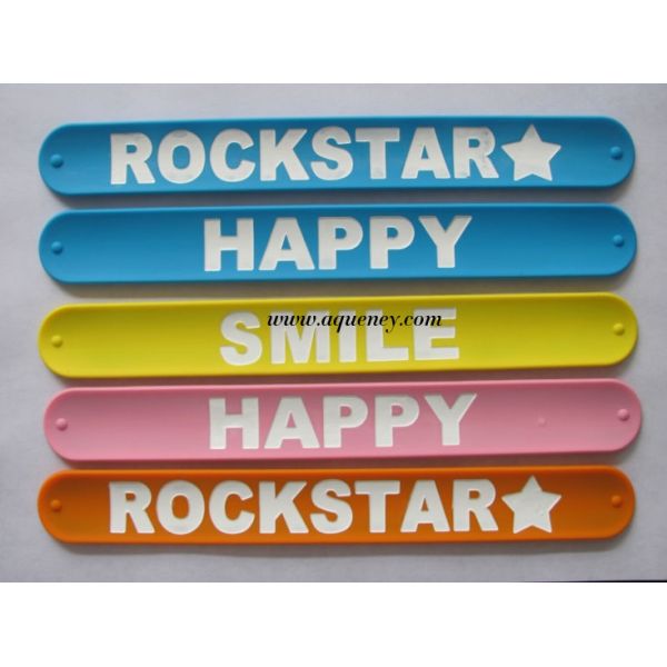 Factory custom made silicone slap bracelet, silicone slap wristband with factory price