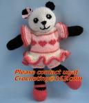 Hand knit bear toy, hand knit panda toy, knit, knitting girl, 100% cotton yarn