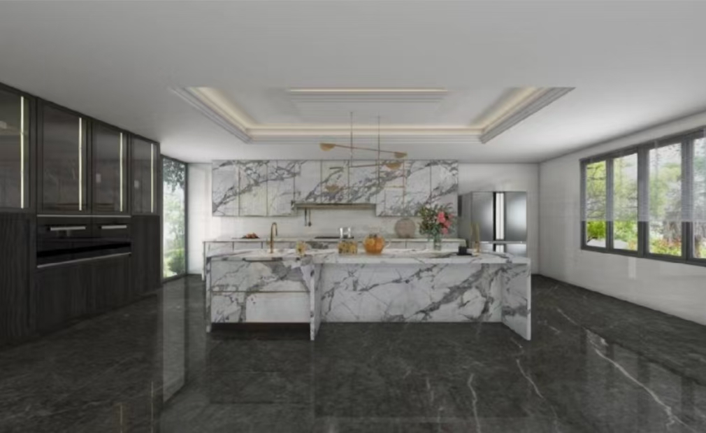 Polished Arabescato White Italian Marble Slab for Modern Wall and Round Dining Table
