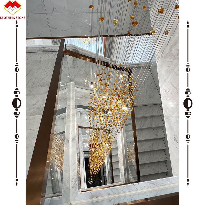 Easy Installation Luxury White Stone Volakas Marble Staircase for Hotel Decoration