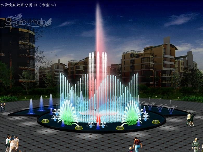 Hotel Large Water Jet Fountain Stone Garden Signal Control