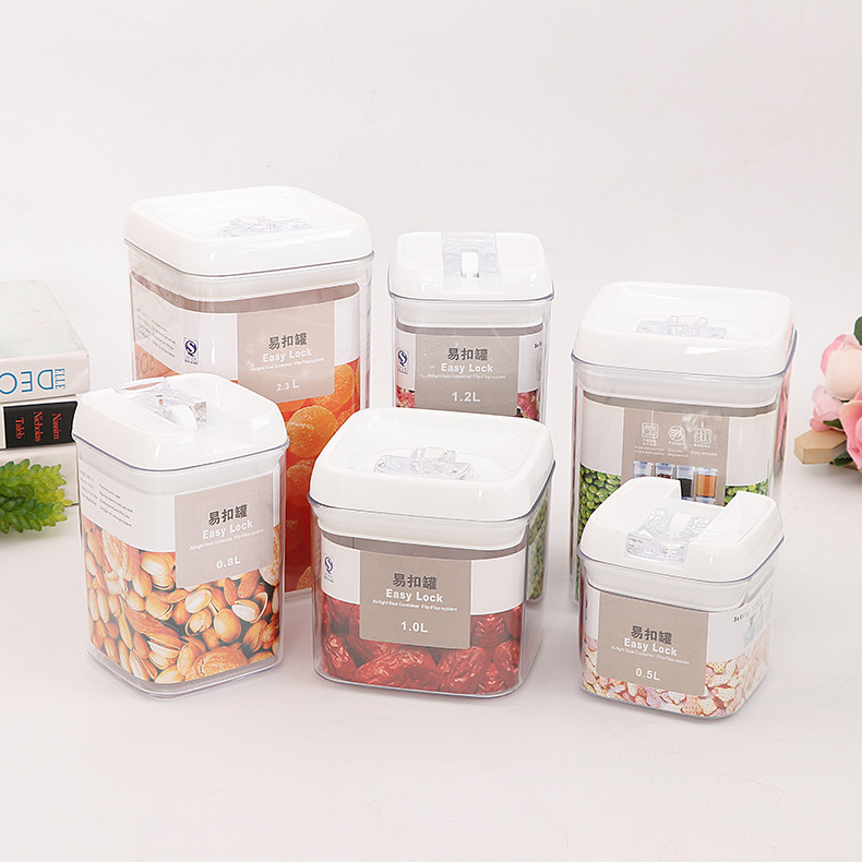 Customized 2.3L Square Kitchen Plastic Airtight Jar for Food Storage Containers