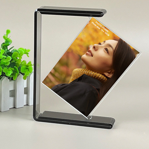 4 ''X 6'' Stylish Acrylic Photo Frame with Stand Plexiglas Spinning Frame Double Sided