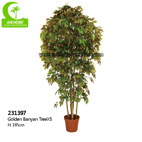 Artificial golden banyan tree  fake trees for house decoration