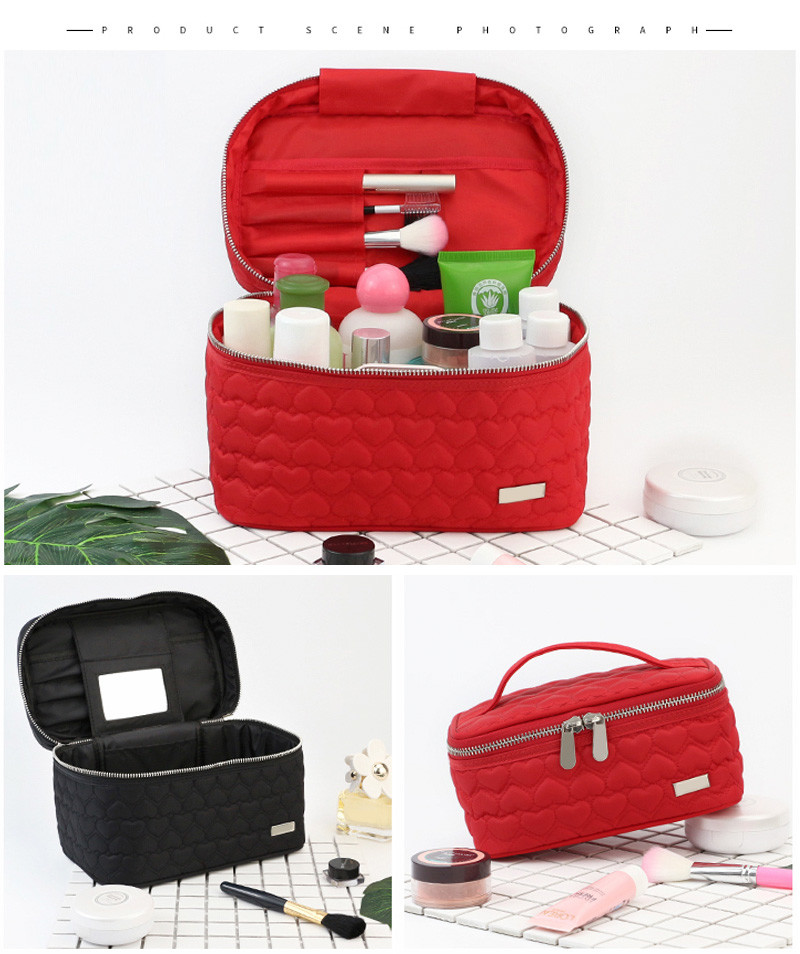 OEM Factory Large Capacity Double Zipper Makeup Bag Case with Handle