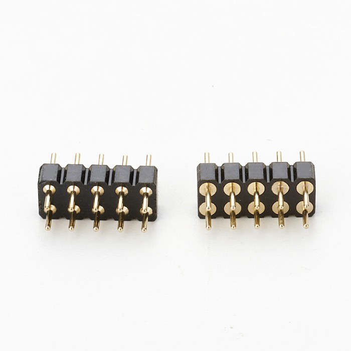 2.54 MM Pitch Dual Row Round Pin Header 180 Degree DIP Connector Full Gold