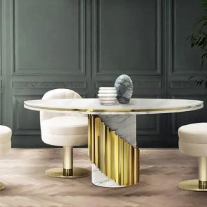 Wholesale Stainless Steel Modern Round Dining Tables, Gold/Silver Combination from china suppliers