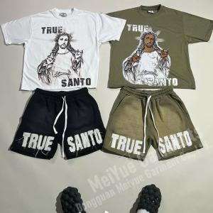 Wholesale Streetwear Applique Heavyweight Two Piece Shorts Set from china suppliers