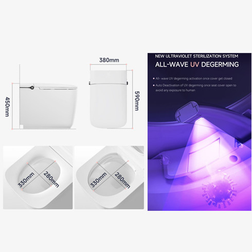 Custom Smart Toilet Bidet Built In Bidet Heated Seat Elongated Japanese Automatic Flush Dryer Night Light Elongated Smart Toilet