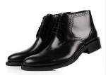 Full Grain Leathe Mens Ankle Boots Round Toe Brown / Black Army Style Boots