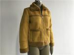 Ladies' Mustard Suede Bonded Jacket With Fur Collar High Fashion 92950